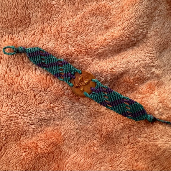 Boho Handmade Macrame Butterfly Bracelet Blue Purple Woven Friendship - Picture 6 of 9
